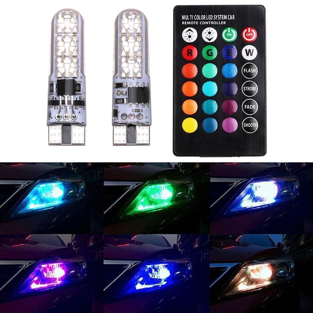 T10 RGB 6 SMD LED Car/ Bike Parking Lights Bulb with Remote Control 13