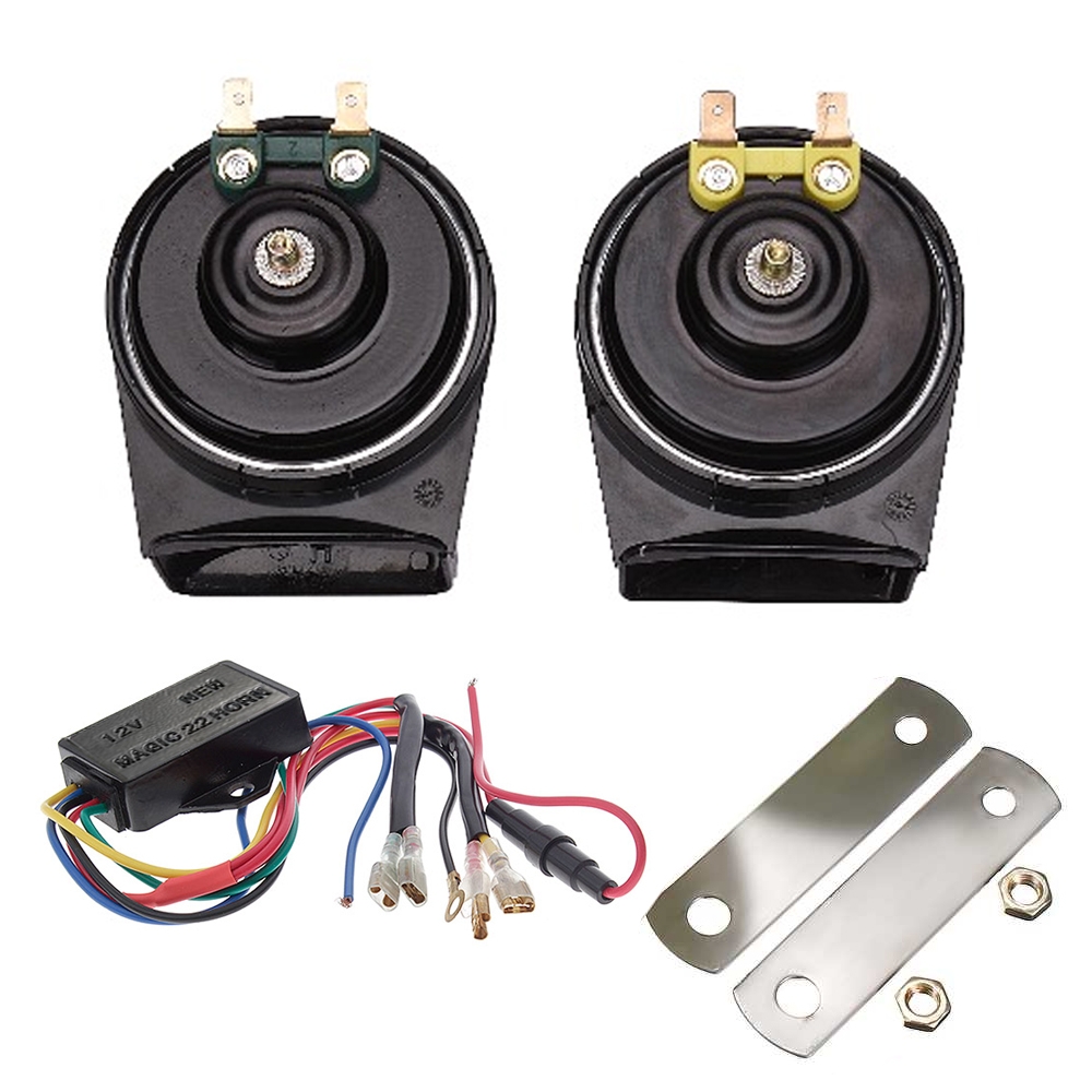 22 Sounds Magic Windtone Horn 115dB 510Hz Auto Dual Snail Horn, 12V Loud Horn for Car & Bikes (Set of 2)