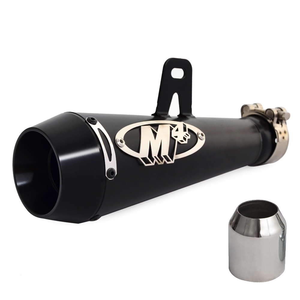 Black Universal Heavy Duty Grenade Launcher Shape M4 Exhaust Silencer, 36-51 mm Muffler Pipe for all Bikes/ Motorcycle