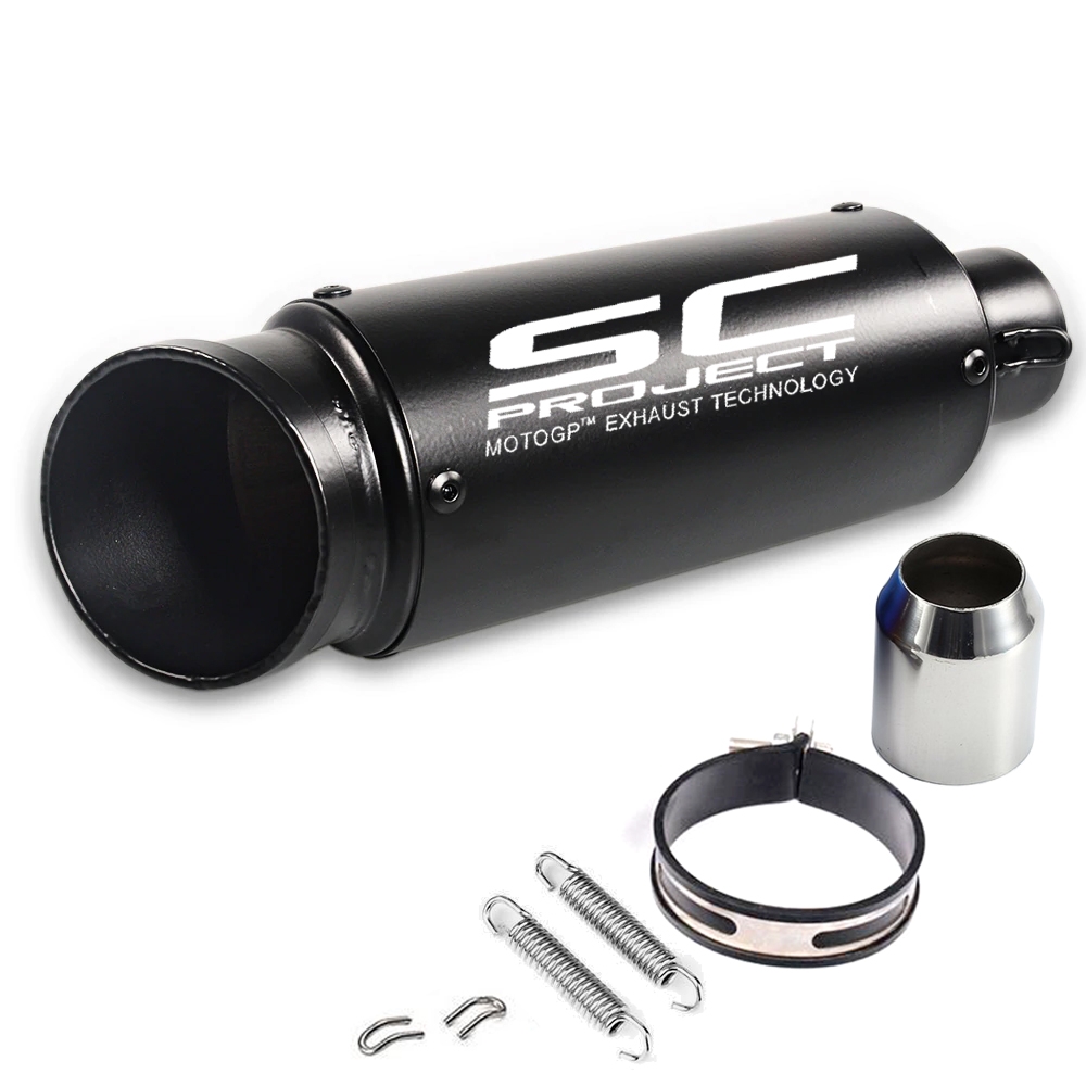 Universal Heavy Duty Black SC Project Bent End Exhaust Silencer, 36-51 mm Muffler Pipe for all Bikes/ Motorcycle