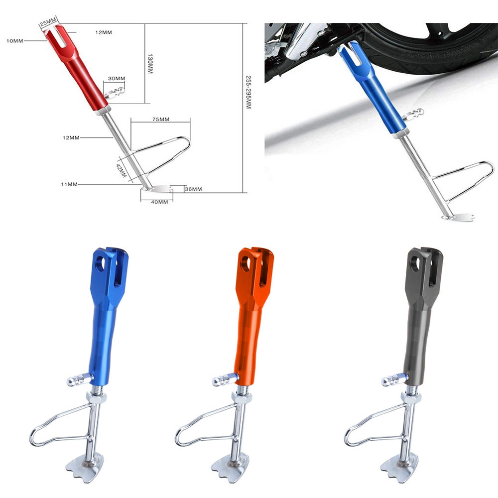 Universal Motorcycle Adjustable Side Stand (235-270mm), Heavy Duty CNC Cut Leg Prop Pos Bike Side Stand for Suppode Stand (235-270mrt Parking