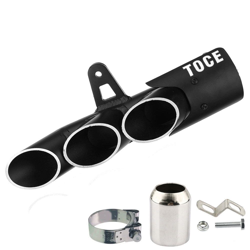 Universal Modified Aluminum TOEC Three-Outlet Exhaust Silencer, 36-51 mm Muffler Pipe for all Bikes/ Motorcycle