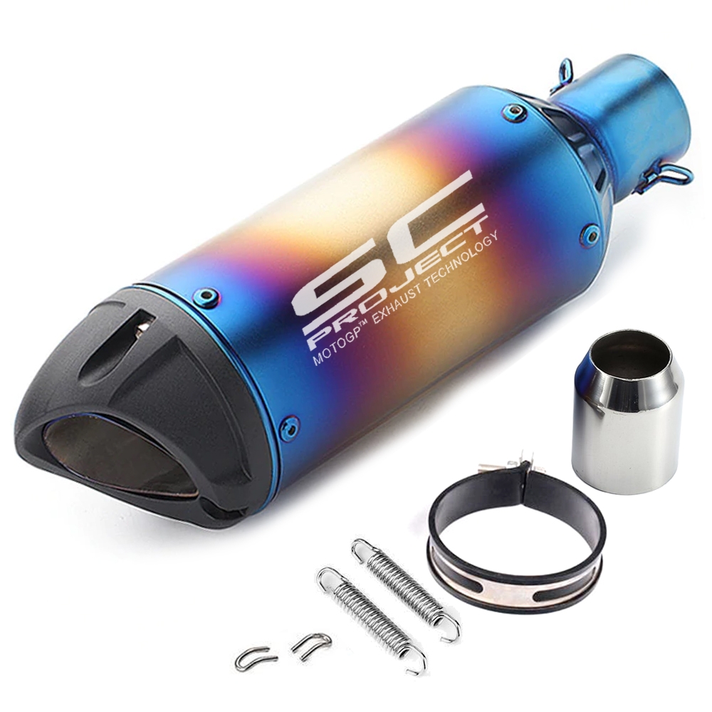 Universal SC Project Multicolour Exhaust Silencer with Black Cap, 36-51 mm Muffler Pipe for all Bikes/ Motorcycle