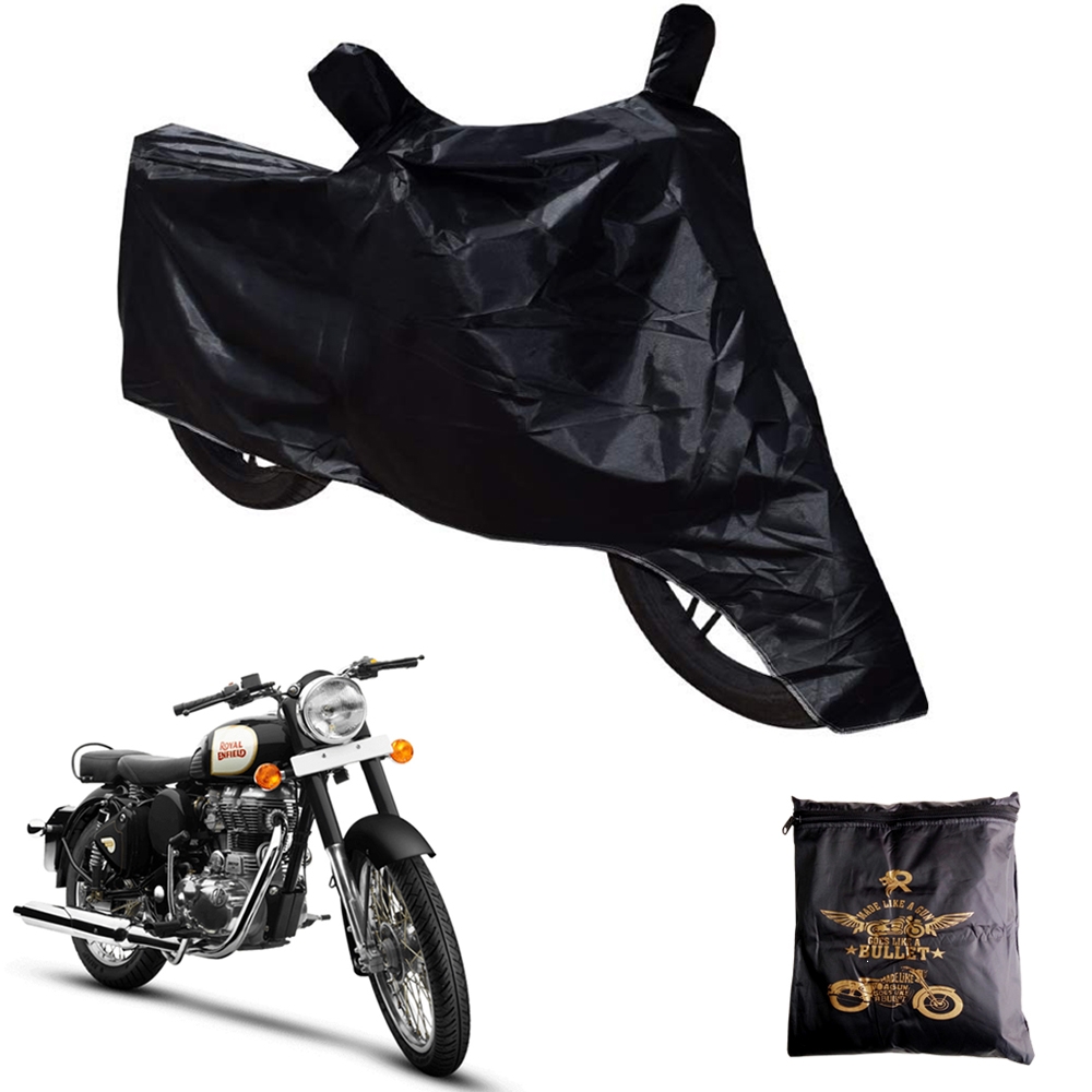 Heavy Duty Royal Enfield Bullet Body Cover with Mirror Pockets, Waterproof Rain UV Dust Prevention Dust-proof Covering Covers for Royal Enfield all Model Bikes (Black)