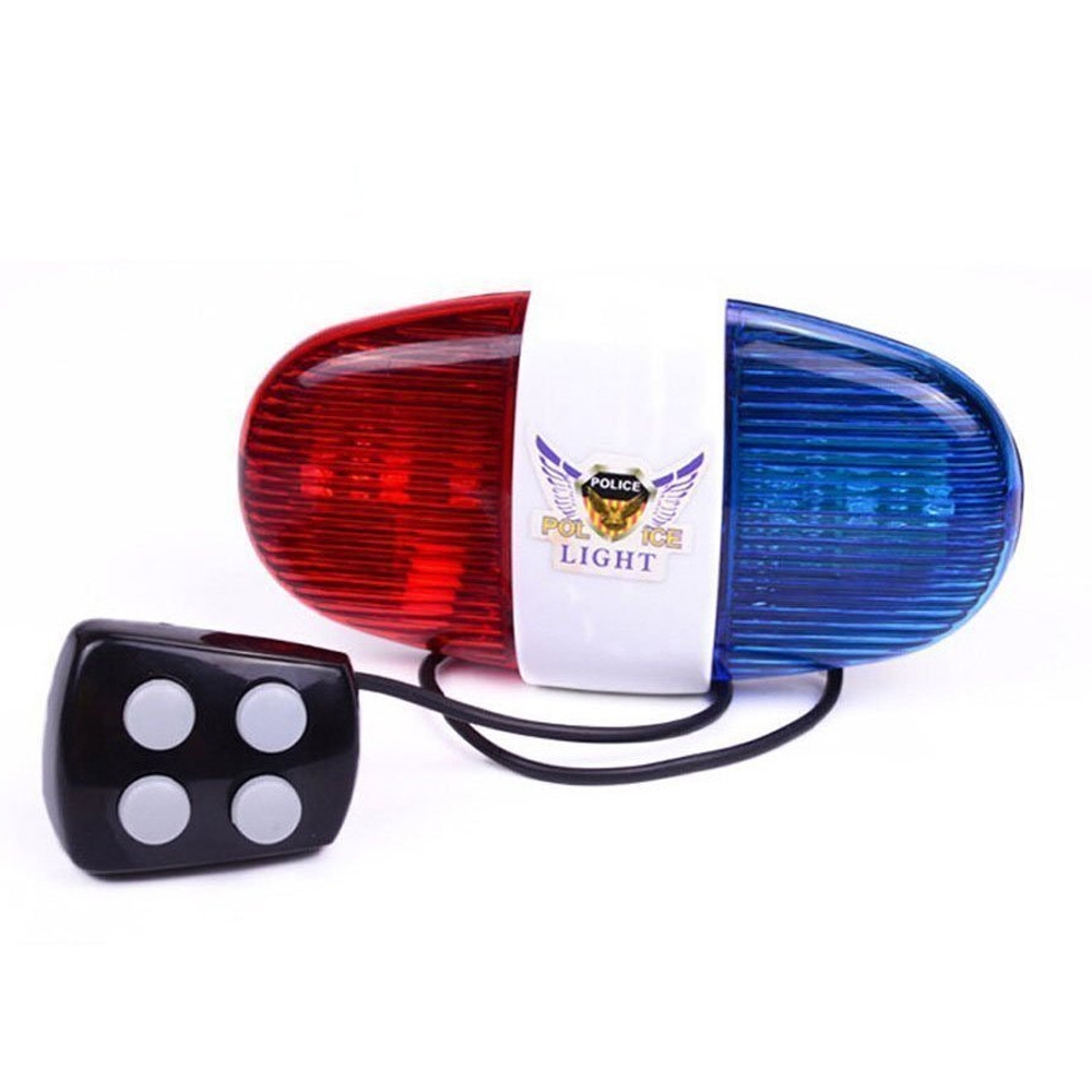 Super Loud Bicycle 6 LED Police Light 4 Tone Siren Horn for Bike Bicycle Bells, LED Bicycle Electronic Light for Kids Bike Accessories (JY-15)