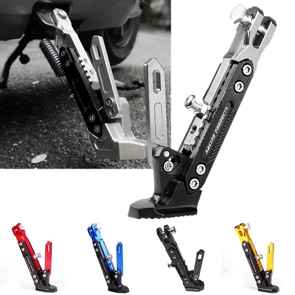 Universal Heavy Duty CNC Aluminum Alloy Adjustable Kickstand Foot Side Stand for Motorcycle, Scooty & Royal Enfield (175mm to 235mm), Bike Side Stand for Support Parking