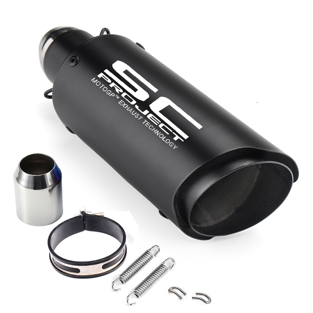 Universal SC Project Black Double Cut Exhaust Silencer, 36-51 mm Muffler Pipe for all Bikes/ Motorcycle