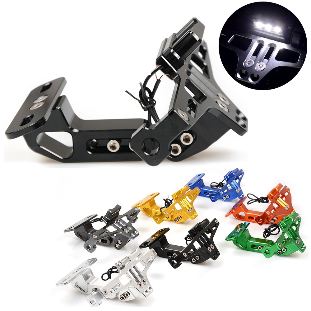 Universal Motorcycle CNC Aluminum Alloy Adjustable Tail Tidy Number License Plate Holder, Tail Tidy Mount Bracket with Tail Light