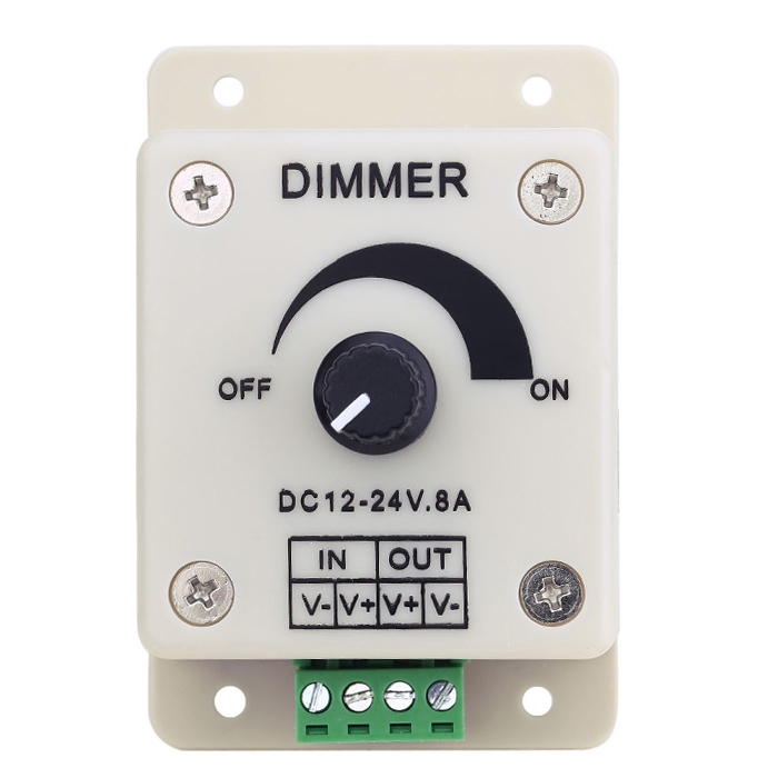 12V-24V 8A LED Dimmer, Brightness Adjustable Controller Single Color Light Knob Dimmer, PWM Dimmer Controller Switch, Power Saver for LED Strip Light
