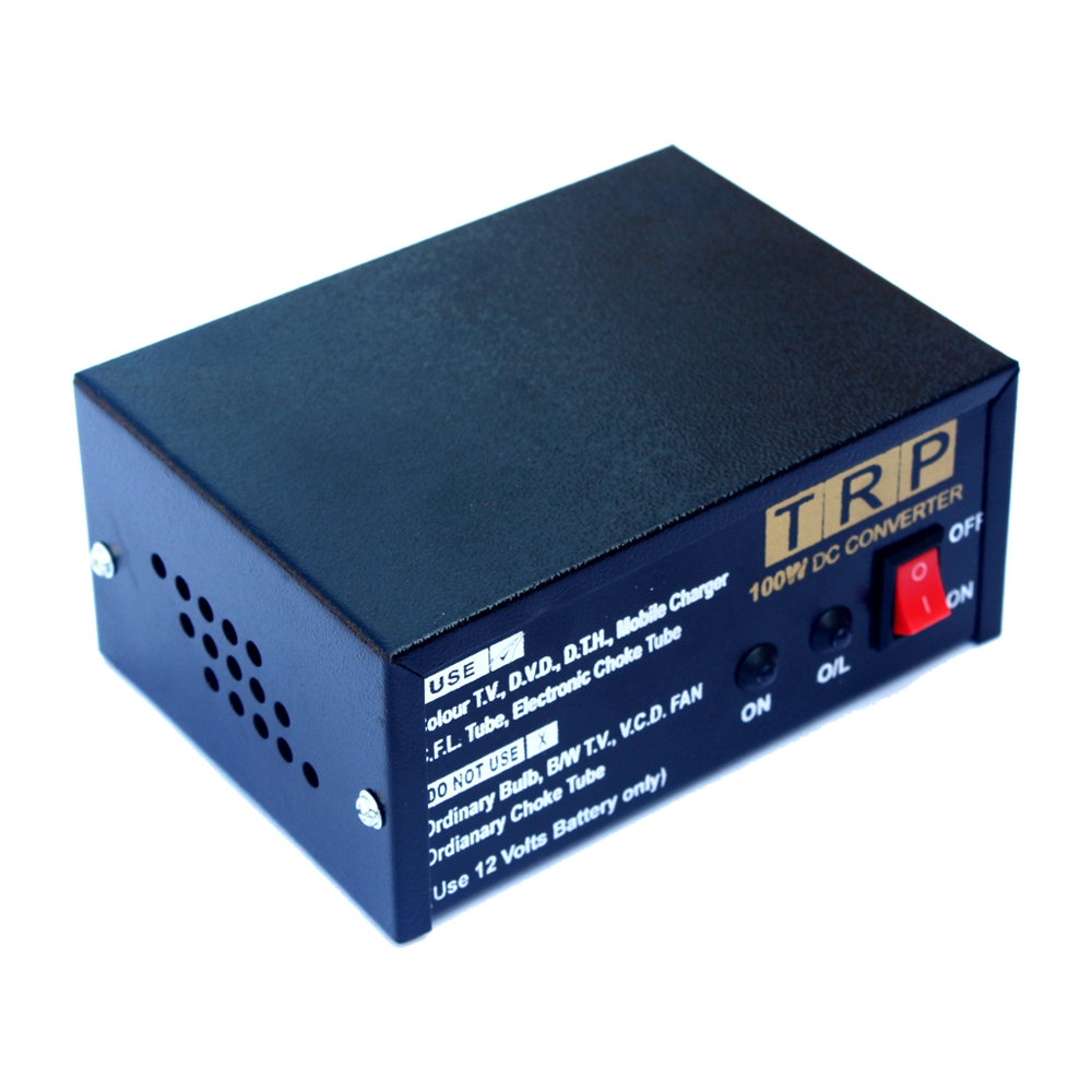 12V DC to 220V AC 100 Watt DC Converter for Home, Car, Solar Panel, Color TV, Mobile Charger, CFL