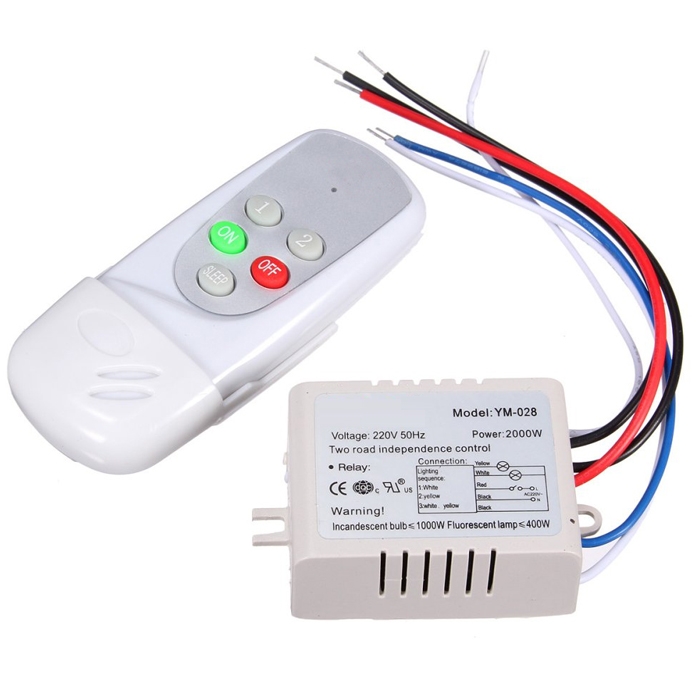 2 Ways Remote Switch PVC, Wireless Remote Control Switch for Light, Digital Remote Control Switch for Fan, TV, Cooler, 10 Amp AC Load, Work on RF Radio Frequency