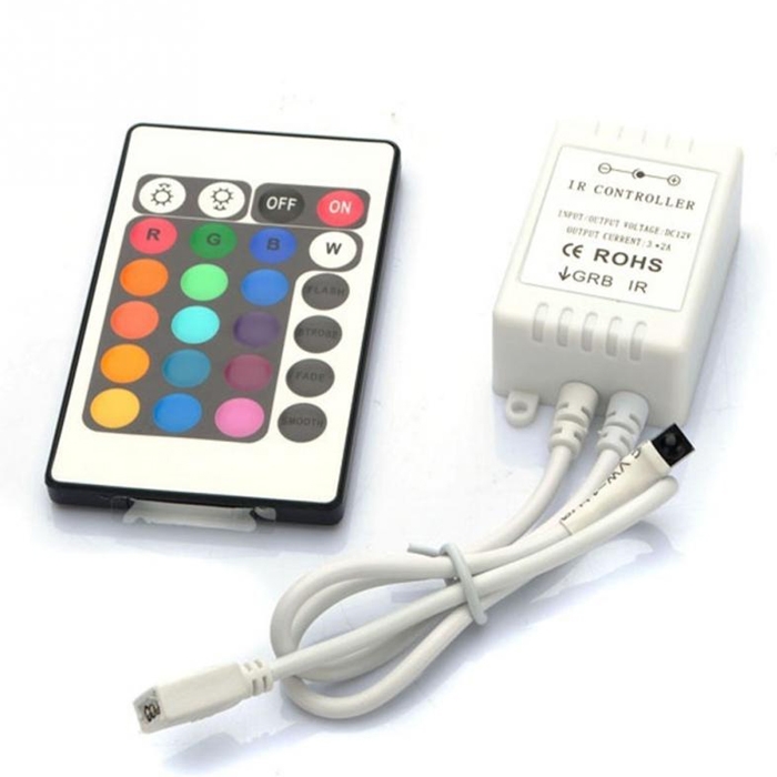 24 key IR Infrared Controller 12V DC for 3528/ 5050 RGB LED Strip Light, 12V DC 6 Amp