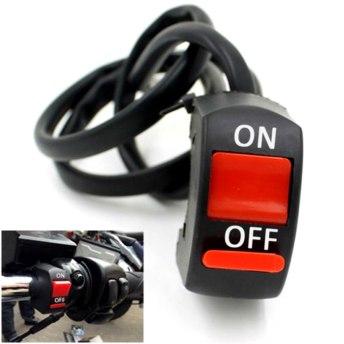 Universal 7/8" 22mm Handlebar ON/ OFF Switch for Motorcycle, Bike, Scooter, Handlebar ON OFF Switch, 12 Vol DC Switch Button Black