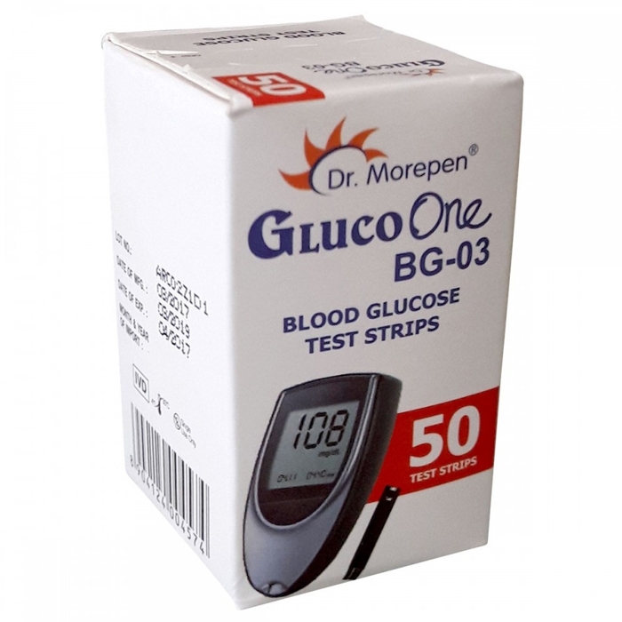 50 Test Strips of Dr. Morepen Gluco One Blood Sugar Meter BG-03, Diabetes, Blood Glucose Test Strips (Only Strips, No Glucometer)