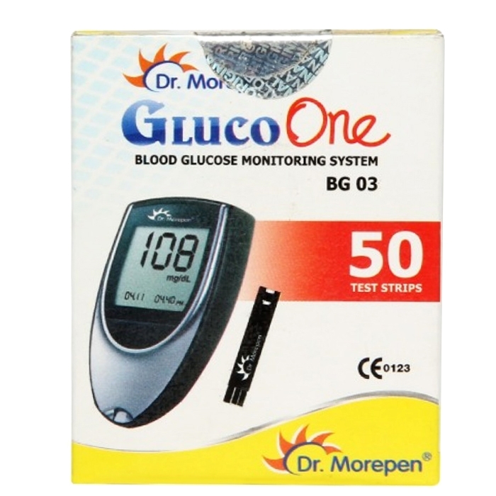 glucose gluco bg-03 one strips test blood 50 of Blood Morepen Gluco Strips One Sugar Test Dr. Meter