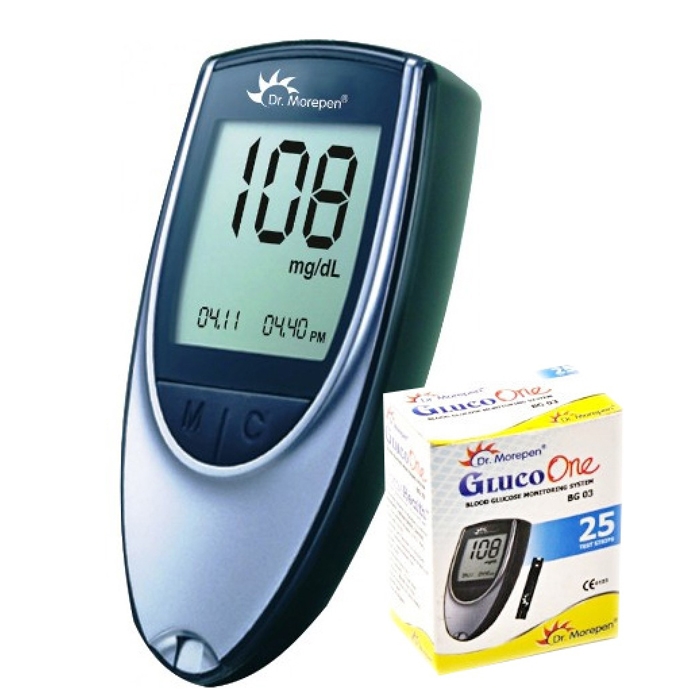 Dr. Morepen GlucoOne Blood Glucose Monitor System Glucose Meter BG03 + Free 25 Strips