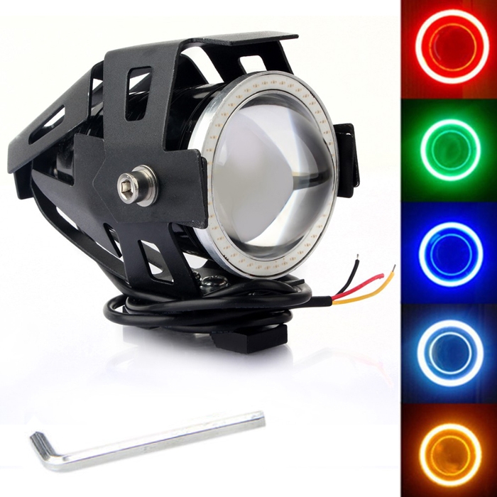 U7 Headlight Driving Fog Spot Lamp, 3 Mode Auxiliary Work Driving Car/ Bike Fog Light Super Bright Lamp 3000LM, White Angle Eyes & Devil Eye