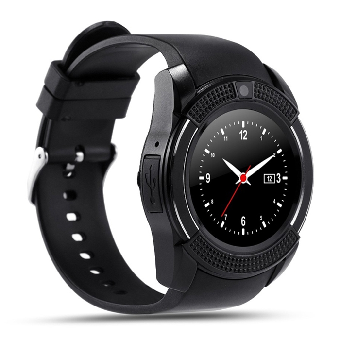 V8 Round Dial Bluetooth Smart Watch Phones For Android, Bluetooth Wrist Watch, Camera, Pedometer With Sim Card & Memory Slot