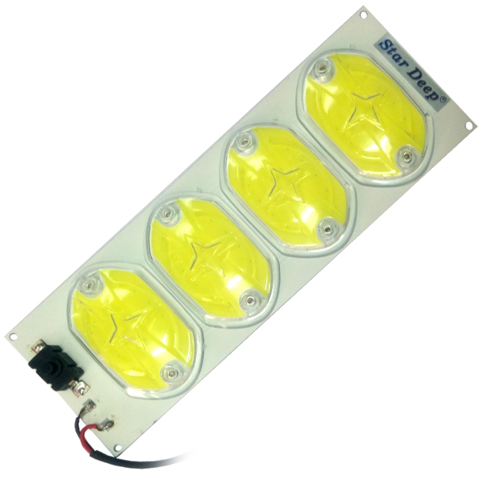 12 Volt DC 72 COB 36 Watt 4 Big Chip LED SMD Cool White Light With On/ Off Switch & Glass Protection Cover