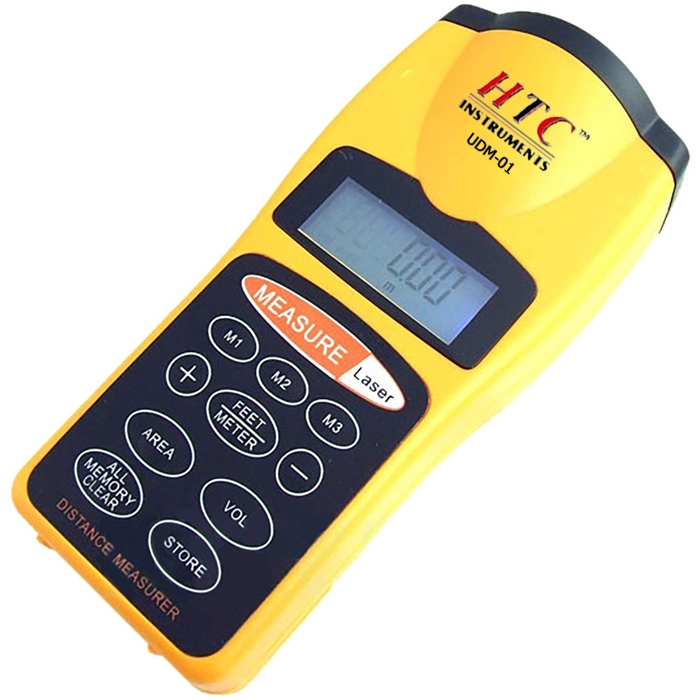 HTC Instrument Ultrasonic Digital Distance Meter Laser Point LCD screen with LED Back-light (18M/ 60 Feet) Laser Pointer Length Measuring Tool, UDM-01