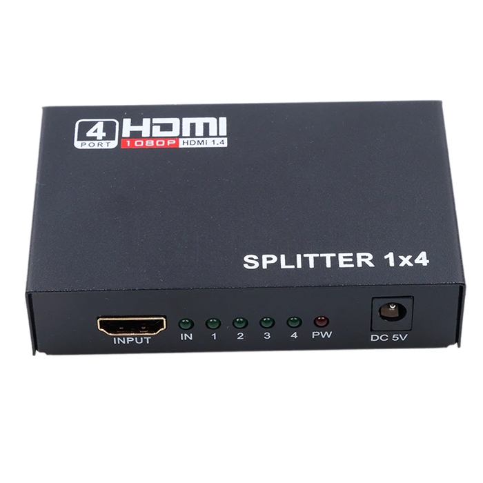 Ultra HD HDMI Splitter 1.4V, 1 Input 4 Output HDMI Port Splitter, Support 4K/ 3D/ 1080P Video, HDMI Switcher Repeater Output Amplifier