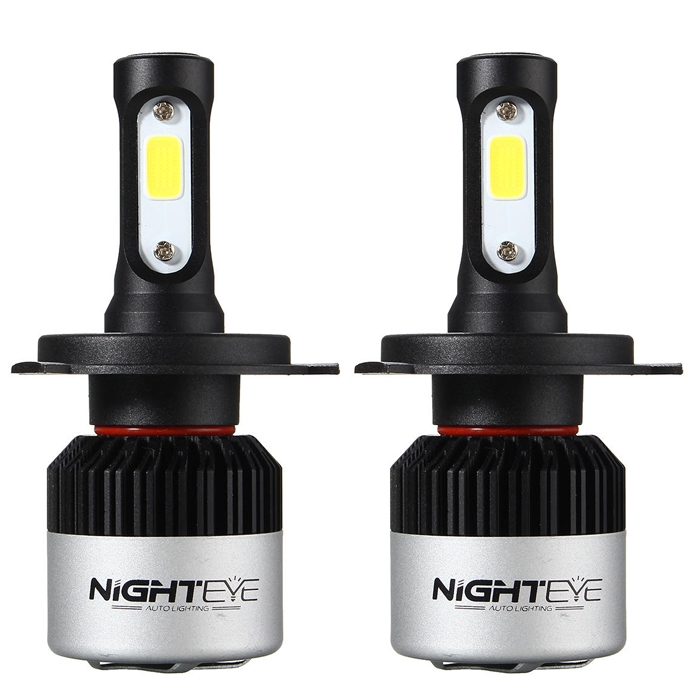 NightEye S2 COB LED Headlights H4 Bulbs Lamps 72W 9000LM 6500K for Car/ Bike, Hi/Low All-in-One Conversion Kit with IP68 Waterproof Grade