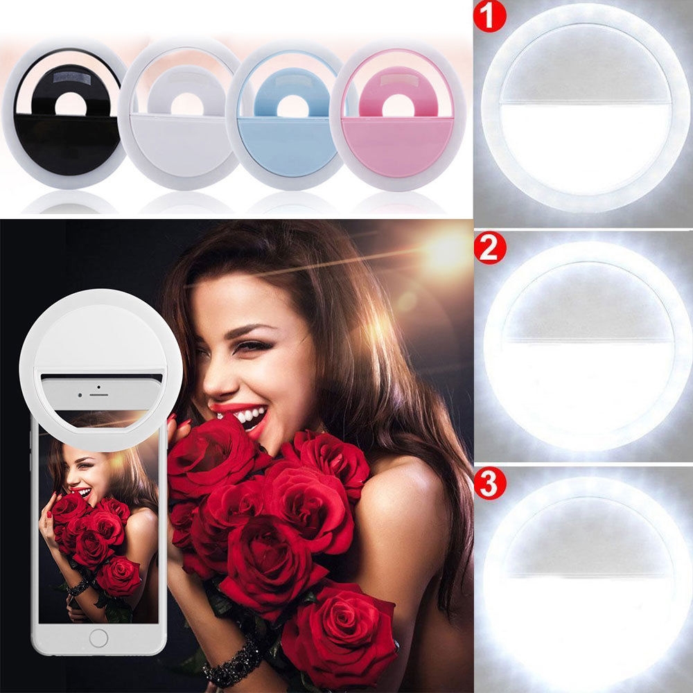 Rechargeable Clip-on Selfie Ring Light with 36 LED, 3 Lighting Level & 2 Light Mode for Smartphone Camera, Suitable for iPhone, Android, Windows Phone