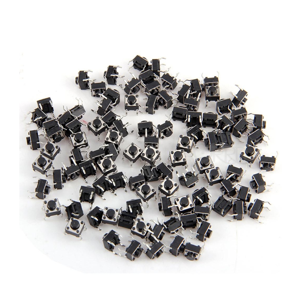100 Boutons Poussoirs Tactiles Momentanés 6x6x5 Mm - Micro Switch 4 Broches - Pour PCB, Projets électroniques