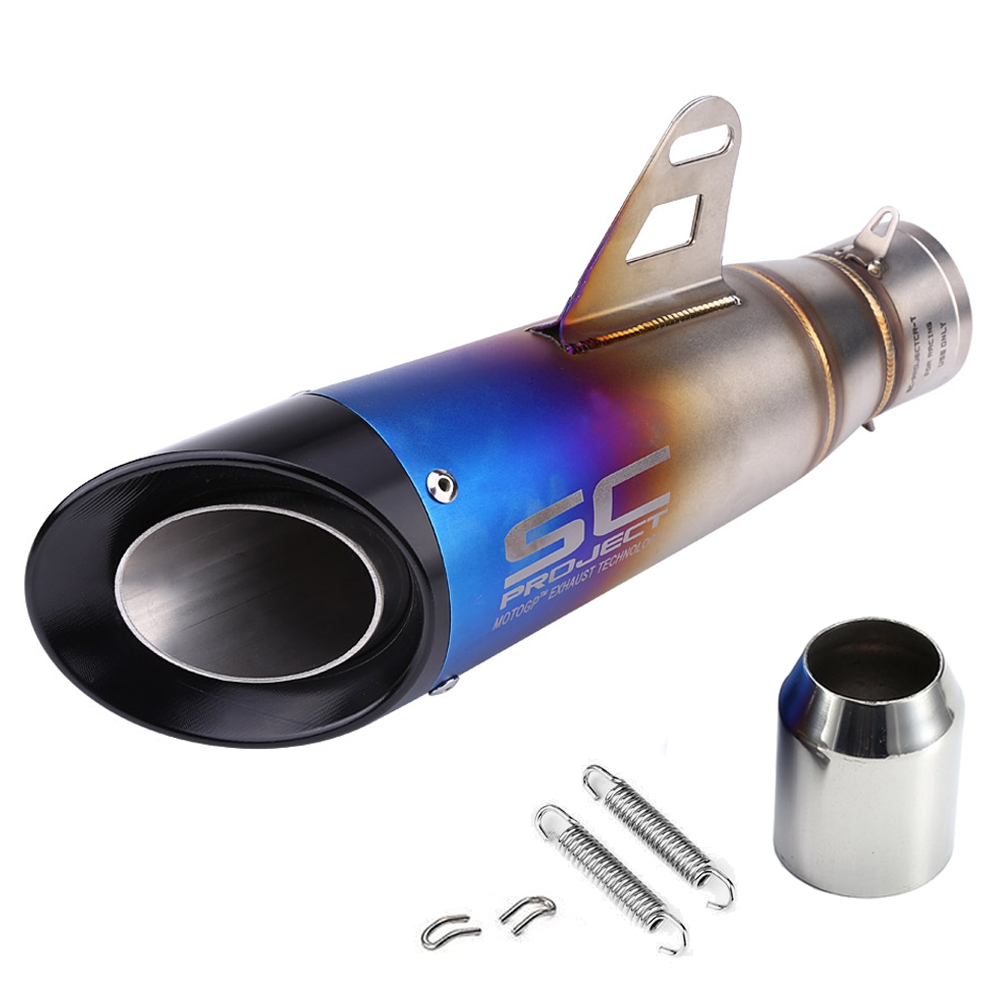 Universal SC Project Stainless Steel Multicolour Cut Exhaust Silencer with Black Head 36-51 mm Muffler Pipe for all Bikes/ Motorcycle