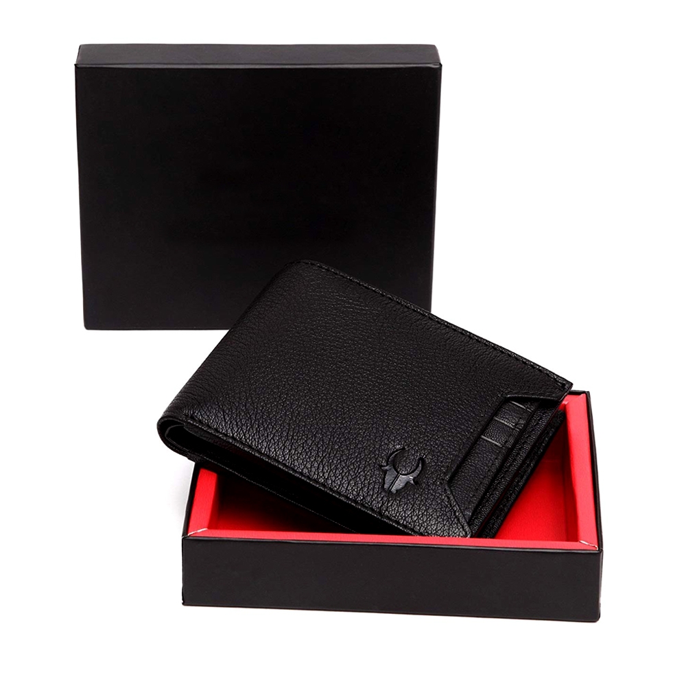 High Quality WildHorn Black Genuine Leather Wallet for Men, RFID Protected, Bi-Fold, Carries Cash & Coins with 6 Card Slots