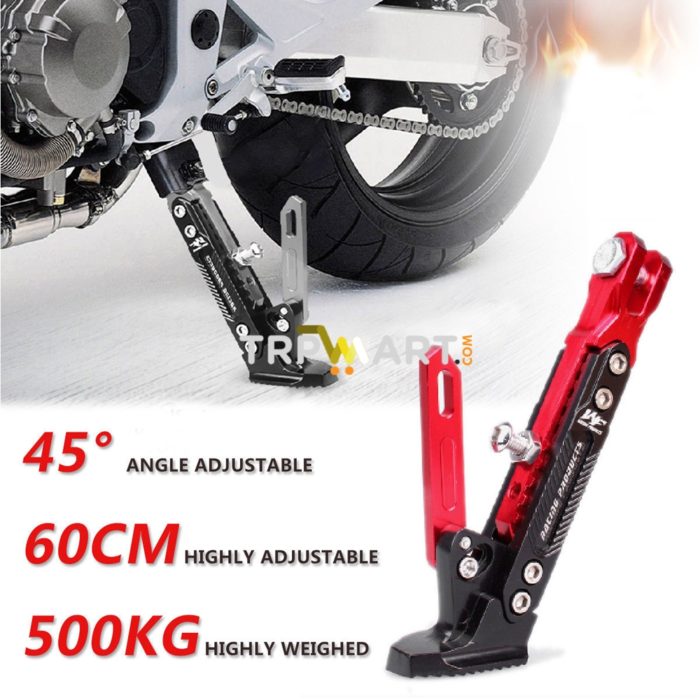Motorcycle Height Adjustable Tripod Protect Foot Kick Stand Side Stand W//Spring
