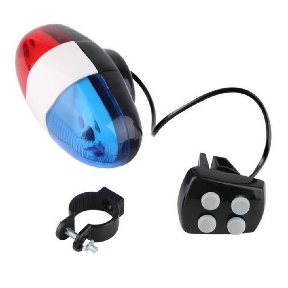 Super Loud Bicycle 6 LED Police Light 4 Tone Siren Horn for Bike Bicycle  Bells, LED Bicycle Electronic Light for Kids Bike Accessories (JY-15)