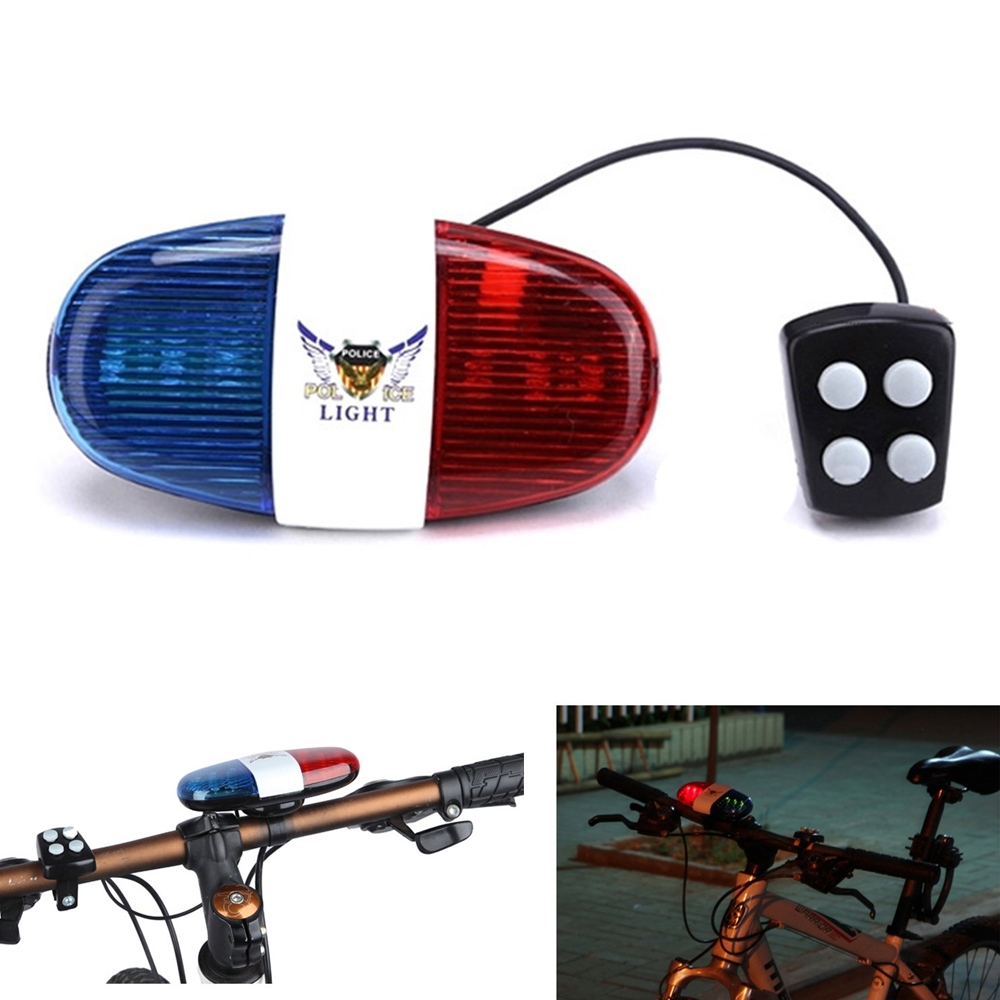 6 LED 4 Ton Klingt Fahrräder Glocke Polizei Auto Licht Elektronische Horn  Sirene Fahrrad Hinten Rücklicht Fahrrad Lampe Glocke Radfahren zubehör -  AliExpress