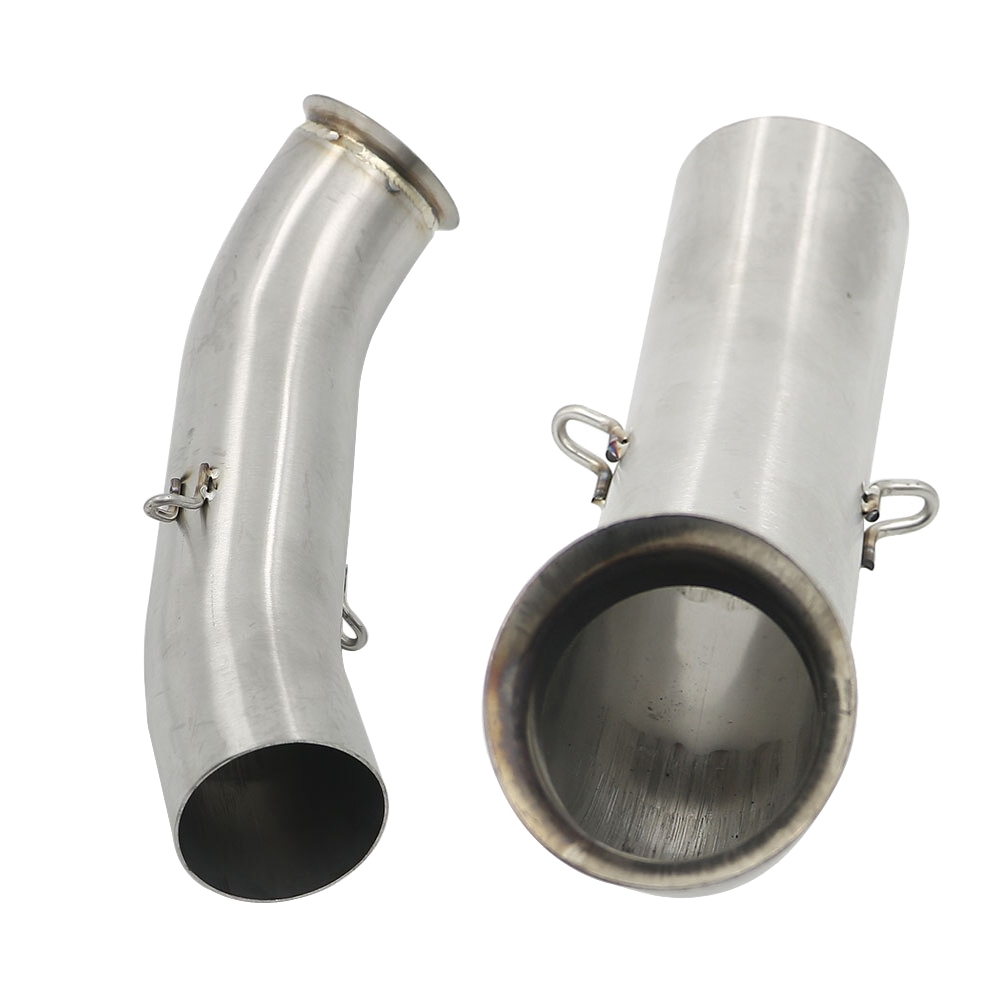 For Yamaha FZ6 FZ6-N 2004 2005 2006 2007 2008 2009 Qiilu Motorcycle Slip On Exhat Middle Pipe Connector 51mm Exhat Mid Pipe Link Pipe Tube Stainless Steel