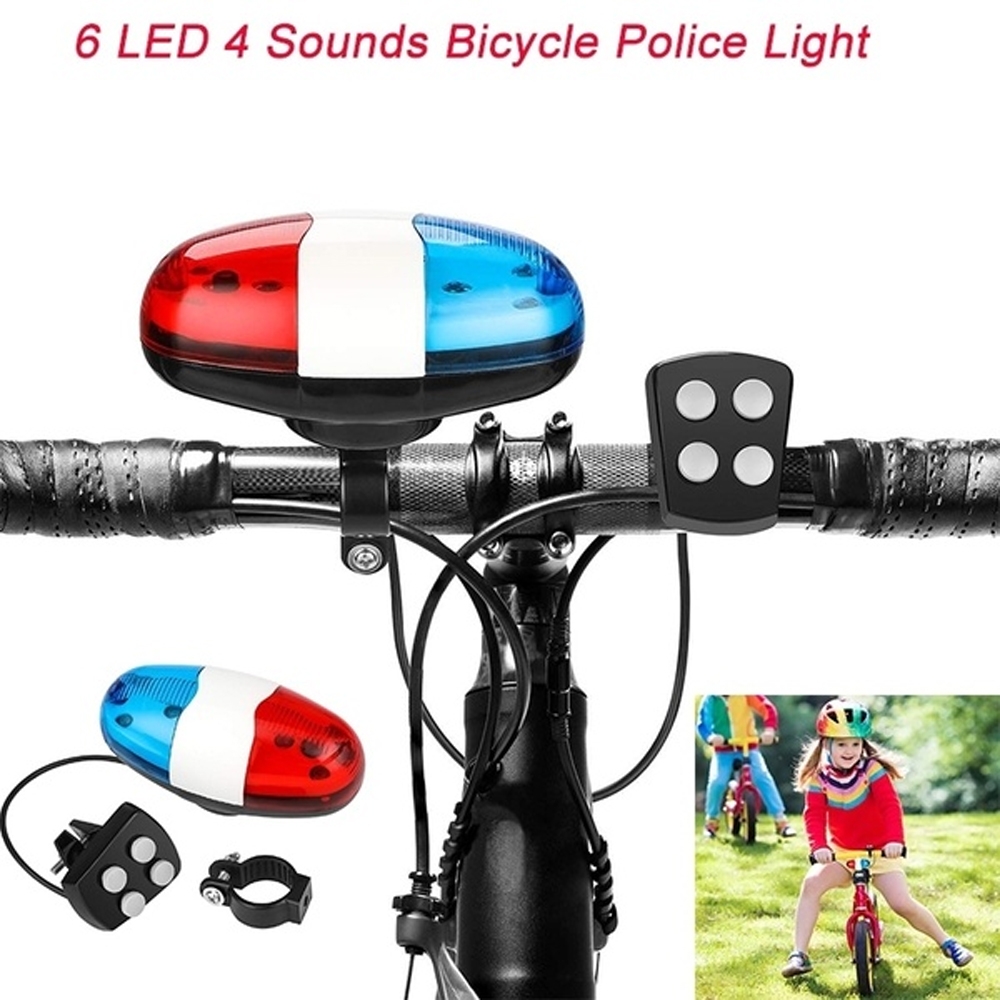 6 LED 4 Ton Klingt Fahrräder Glocke Polizei Auto Licht Elektronische Horn  Sirene Fahrrad Hinten Rücklicht Fahrrad Lampe Glocke Radfahren zubehör -  AliExpress