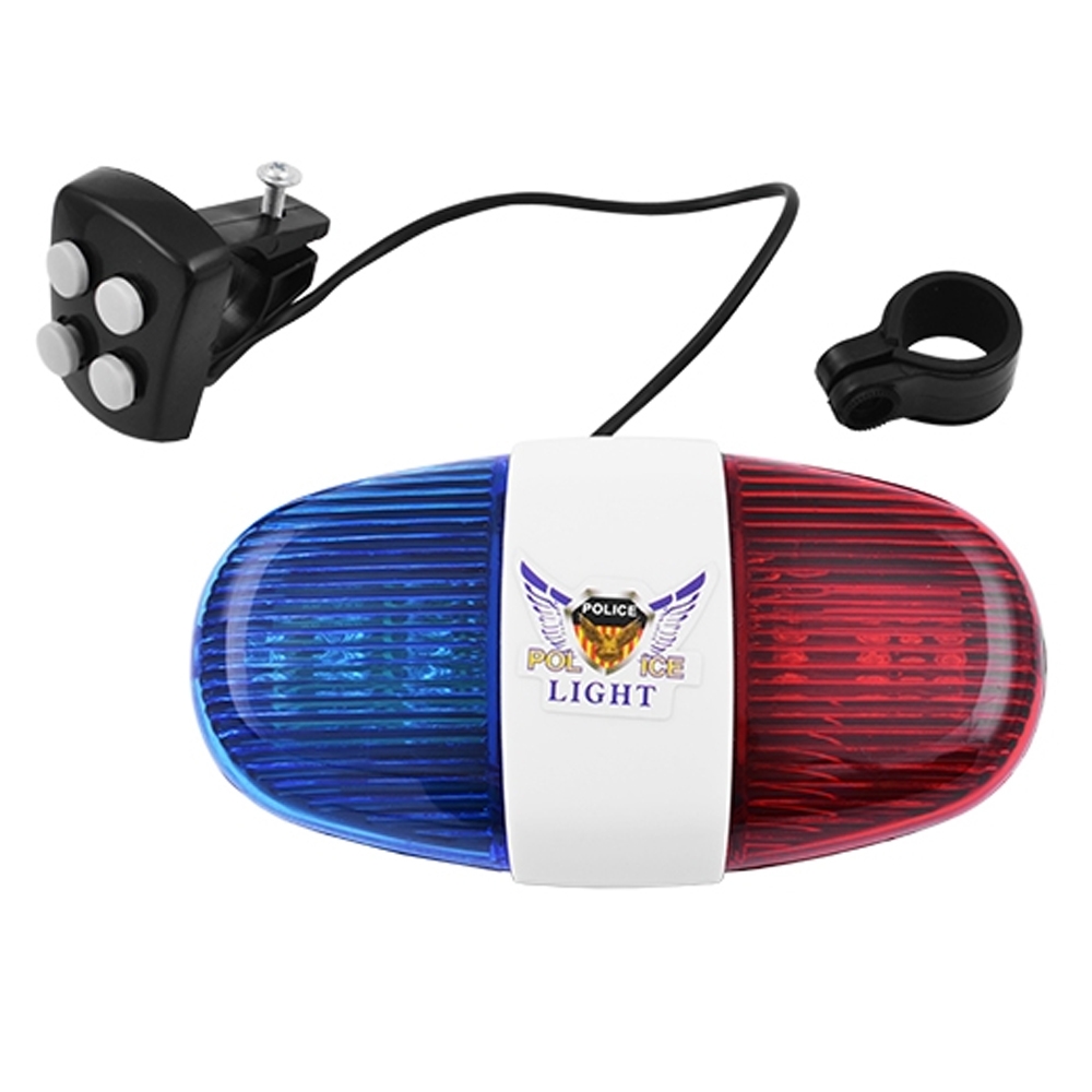 Super Loud Bicycle 6 LED Police Light 4 Tone Siren Horn for Bike Bicycle  Bells, LED Bicycle Electronic Light for Kids Bike Accessories (JY-15)