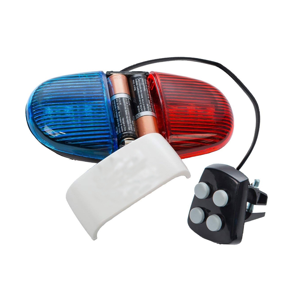 Super Loud Bicycle 6 LED Police Light 4 Tone Siren Horn for Bike Bicycle  Bells, LED Bicycle Electronic Light for Kids Bike Accessories (JY-15)