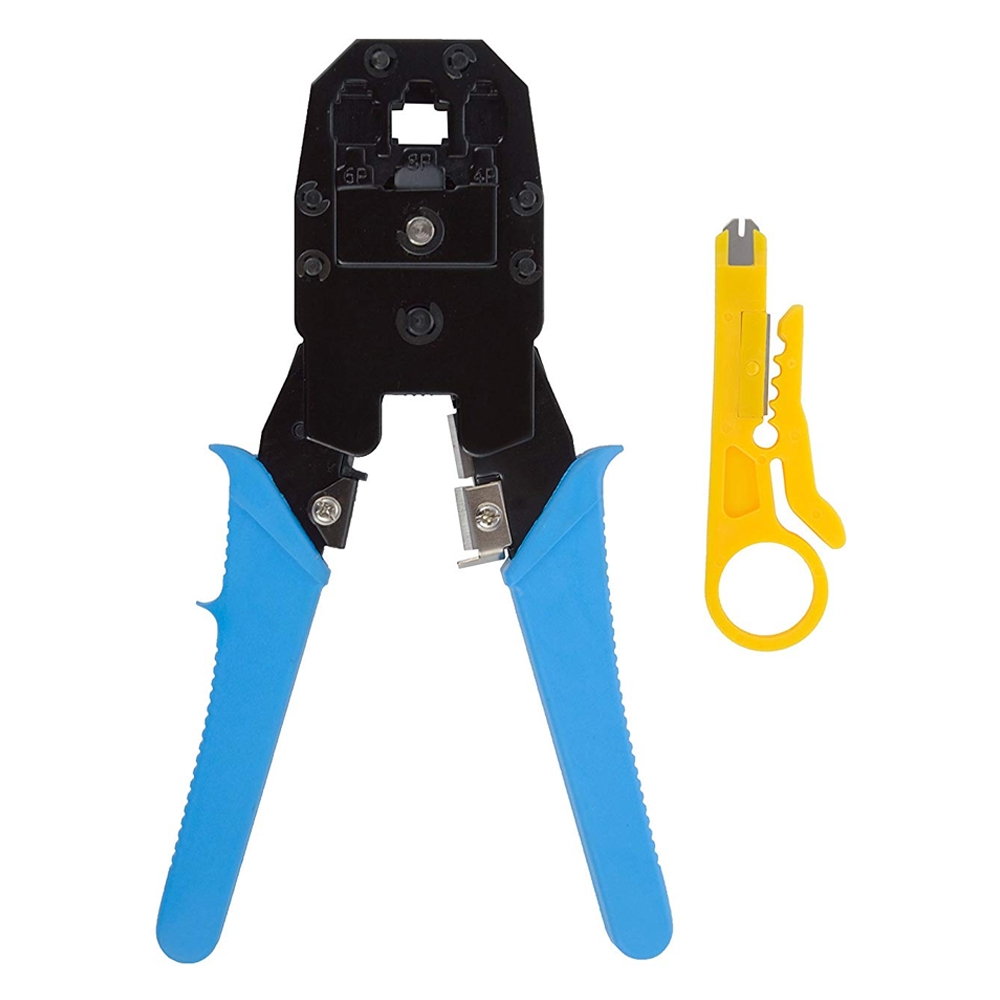 3 in 1 Modular Crimping Tool, RJ45, RJ11, RJ12, Cat5E/ Cat6 Lan Cable Cutter Pliers & Cable Punch Down Cutter Tool Stripper